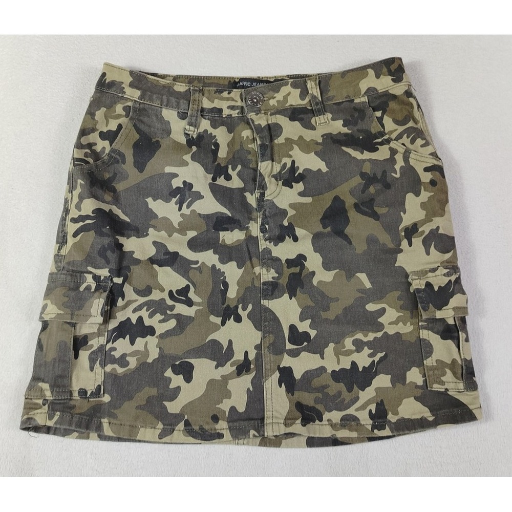 Camo Cargo Mini Skirt Green Juniors 9 Pockets Casual Traffic Jeans Wear School